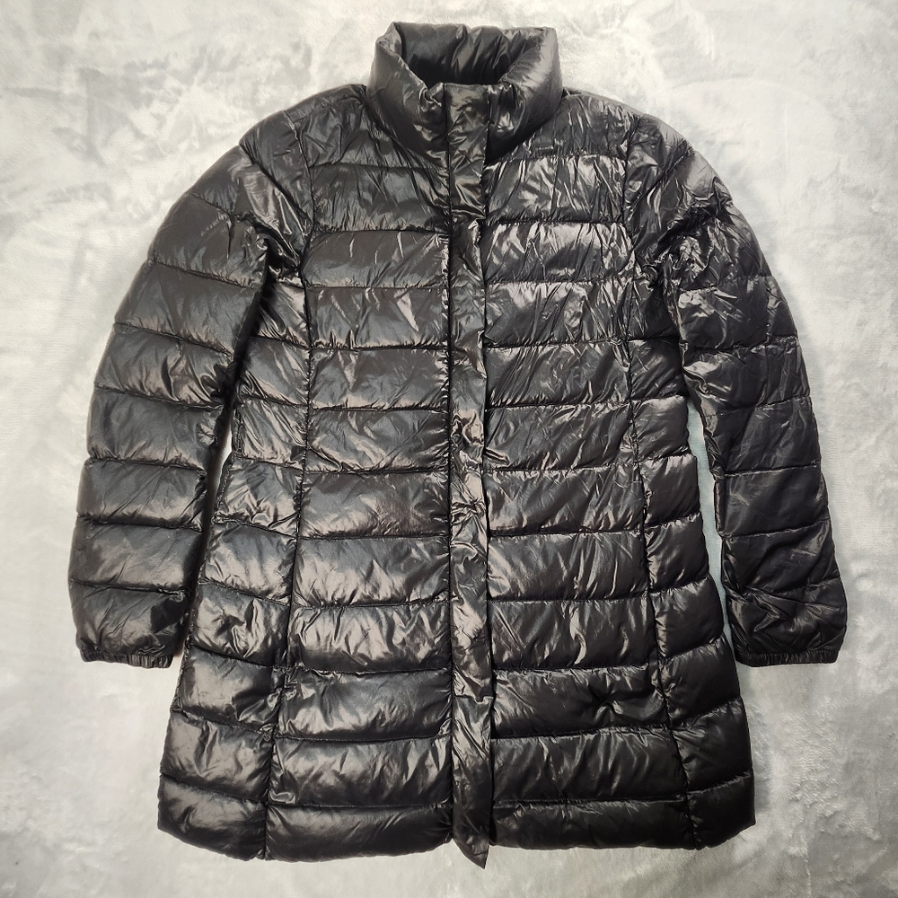 Mango Womens Lightweight Puffer Jacket Coat Size L Black Down Insulated